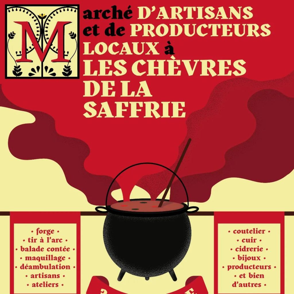 Affiche événement marchés d'artisans et producteurs à les Chevres de la Saffrie
