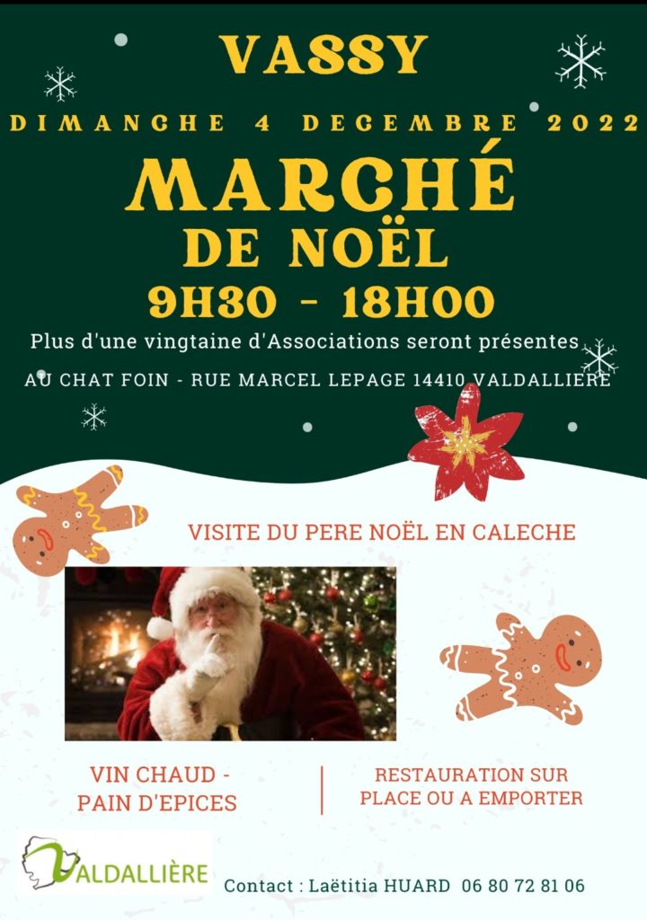 affiche détaillée du marché de noël de Vassy le 4 décembre 2022